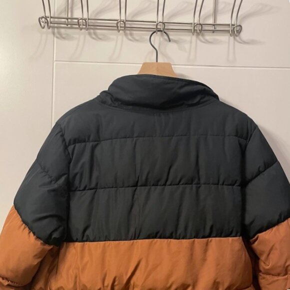 Summersalt Colorblock Eco Puffer Jacket Coat Size Medium Brown Black - Picture 12 of 16